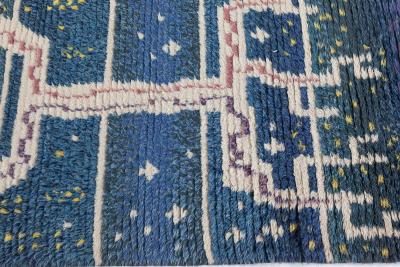 Mid 20th century Abstract Swedish Navy blue Ivory Red Handmade Pile