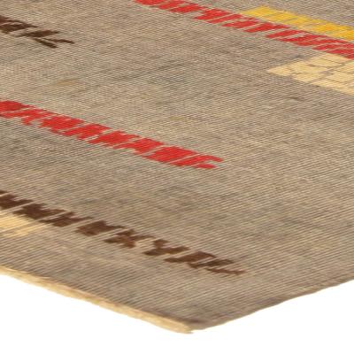 Mid 20th century Art Deco Gray Red Yellow Brown Handmade Wool Rug