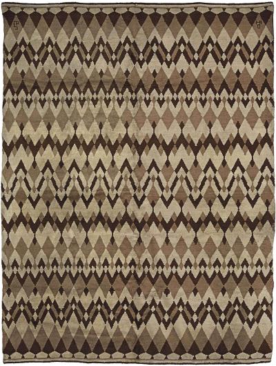 Mid 20th century French Art Deco Beige Brown Wool Rug by Paul Haesaerts