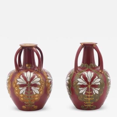 Mid 20th century Hand Painted decorated Pair Decorative Vases