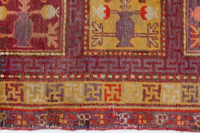 Mid 20th century Khotan Samarkand Purple Red and Yellow Handmade Wool Rug