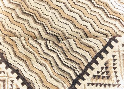 Mid 20th century Moroccan Beige Brown and Black Handmade Wool Rug