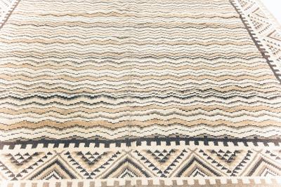 Mid 20th century Moroccan Beige Brown and Black Handmade Wool Rug