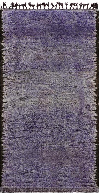 Mid 20th century Moroccan Solid Purple Handwoven Wool Rug