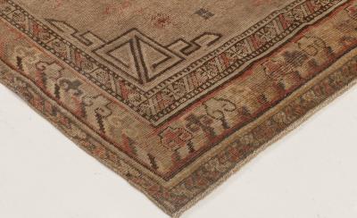 Mid 20th century Samarkand Brown Orange Purple Handmade Wool Rug
