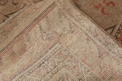 Mid 20th century Samarkand Brown Orange Purple Handmade Wool Rug