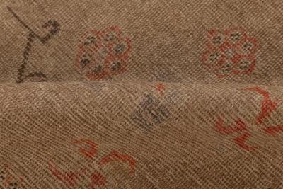 Mid 20th century Samarkand Brown Orange Purple Handmade Wool Rug