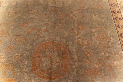 Mid 20th century Samarkand Sandy Beige Brown Hand Knotted Wool Rug