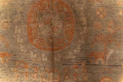 Mid 20th century Samarkand Sandy Beige Brown Hand Knotted Wool Rug