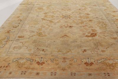 Mid 20th century Spanish Beige Blue Brown Orange Hand Knotted Wool Rug