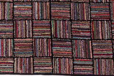 Mid 20th century Striped American Hooked Tile Rug