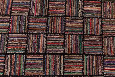 Mid 20th century Striped American Hooked Tile Rug