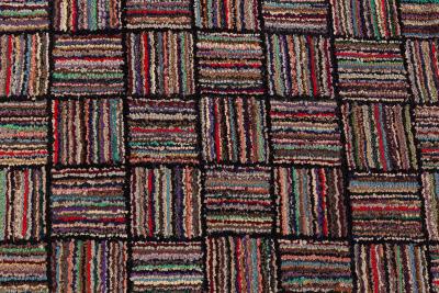 Mid 20th century Striped American Hooked Tile Rug