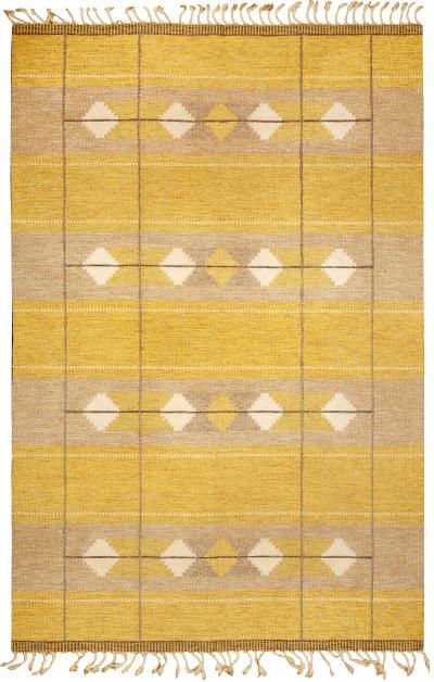 Mid 20th century Swedish Yellow Flat Weave Wool Rug