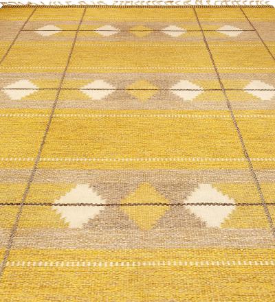 Mid 20th century Swedish Yellow Flat Weave Wool Rug
