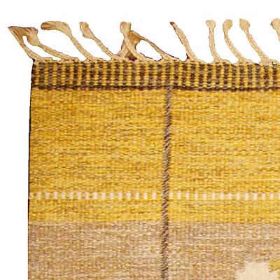 Mid 20th century Swedish Yellow Flat Weave Wool Rug