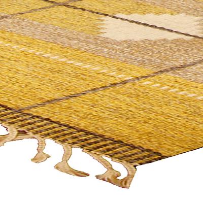 Mid 20th century Swedish Yellow Flat Weave Wool Rug