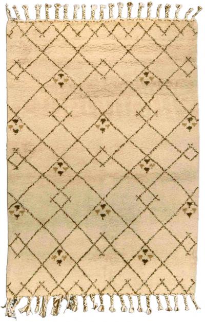 Mid 20th century Tribal Moroccan Geometric Design Hand Knotted Wool Rug