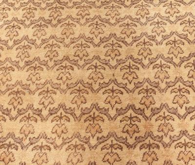 Mid 20th century Turkish Hereke Camel and Brown Handwoven Wool Rug