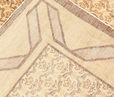 Mid 20th century Turkish Hereke Camel and Brown Handwoven Wool Rug