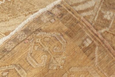 Mid 20th century Turkish Oushak Beige Brown Handmade Wool Rug
