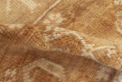 Mid 20th century Turkish Oushak Beige Brown Handmade Wool Rug