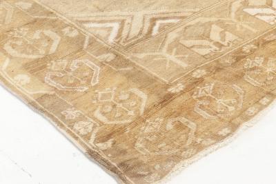 Mid 20th century Turkish Oushak Beige Brown Handmade Wool Rug