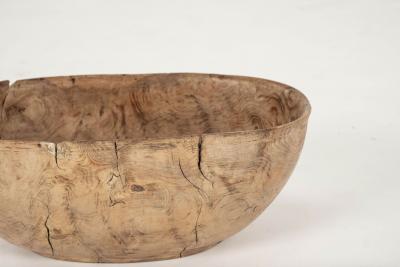 Mid Brown Gorgeous Oval Shaped Swedish Burl Root Wood Bowl