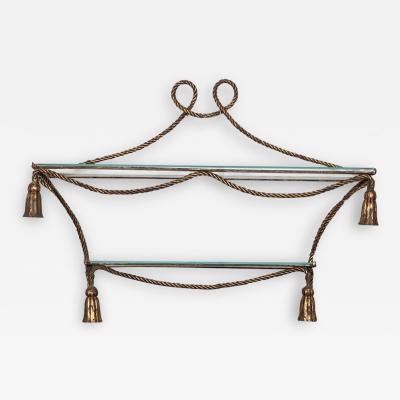 Mid C Italian Gilt Iron Rope Tassle Wall Shelves