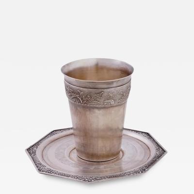 Mid Cent Vietnamese Embossed Silver Cup And Saucer