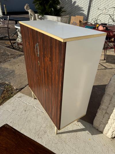 Mid Century 2 Door Rosewood Veneer Cabinet with Laminate Top