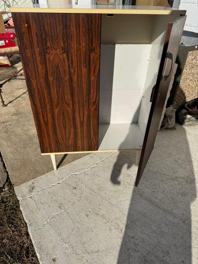 Mid Century 2 Door Rosewood Veneer Cabinet with Laminate Top