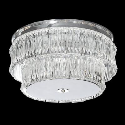 Mid Century 2 Tier Transparent Murano Glass Flush Mount w Smoked Glass Diffuser