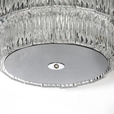 Mid Century 2 Tier Transparent Murano Glass Flush Mount w Smoked Glass Diffuser