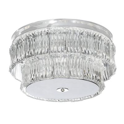 Mid Century 2 Tier Transparent Murano Glass Flush Mount w Smoked Glass Diffuser