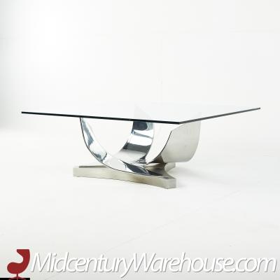 Mid Century Abstract Chrome and Glass Coffee Table