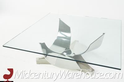 Mid Century Abstract Chrome and Glass Coffee Table