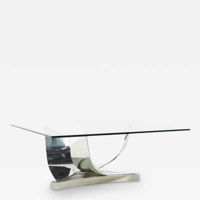 Mid Century Abstract Chrome and Glass Coffee Table