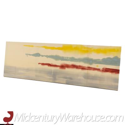 Mid Century Abstract Landscape Acrylic Painting on Canvas