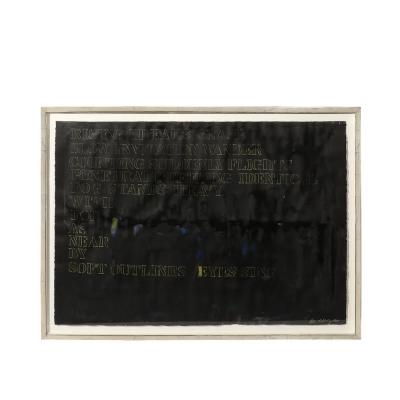 Mid Century Abstract Mixed Media Text Art Piece on Paper