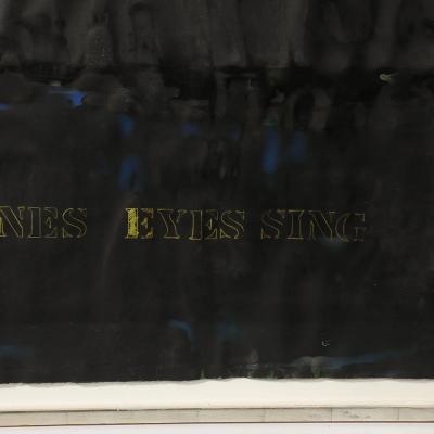 Mid Century Abstract Mixed Media Text Art Piece on Paper