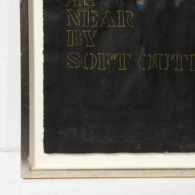 Mid Century Abstract Mixed Media Text Art Piece on Paper
