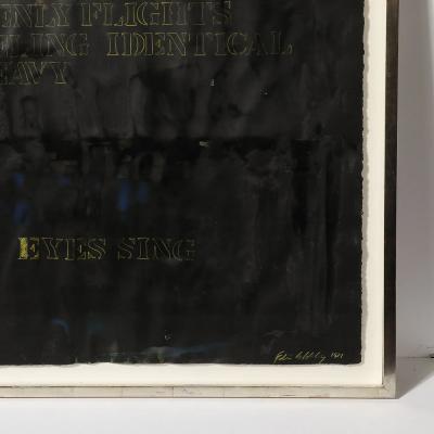 Mid Century Abstract Mixed Media Text Art Piece on Paper