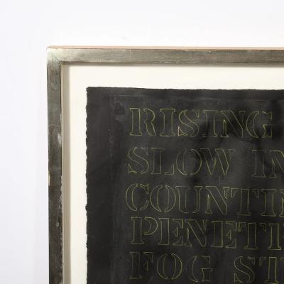 Mid Century Abstract Mixed Media Text Art Piece on Paper