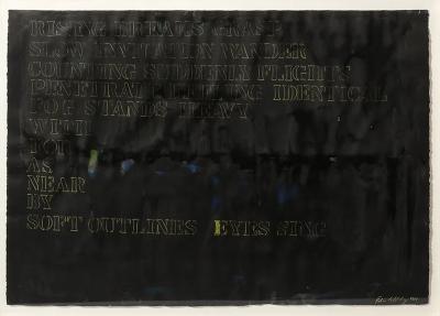 Mid Century Abstract Mixed Media Text Art Piece on Paper