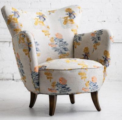 Mid Century Accent Chair in Dedar Milano Say Goodbye Flora 