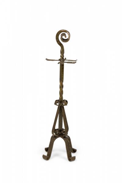 Mid Century American 4 Piece Twisted Design Wrought Bronze Fire Tool Set