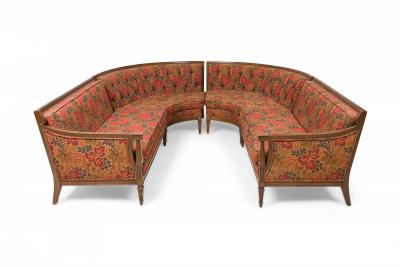 Mid Century American 4 Piece Walnut and Floral Fabric Upholstered Sectional Sofa