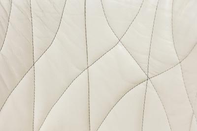 Mid Century American Embossed Beige Faux Reptile Leather Upholstered Quilted Des
