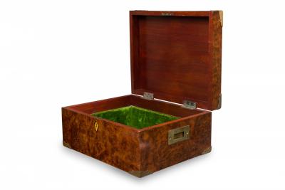 Mid Century American Inlaid Burl and Brass Hinged Box